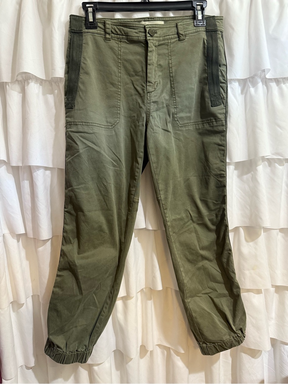 Anthropologie Olive Cargo Joggers with Dark Trim